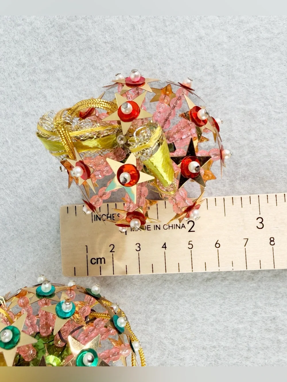Atomic Starburst Cluster Star Pink Beaded Pushpins Christmas Ornament Vintage 2